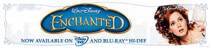 Walt Disney Pictures Presents: Enchanted.  Coming to Disney DVD and Blu-Ray Hi-Def March 18